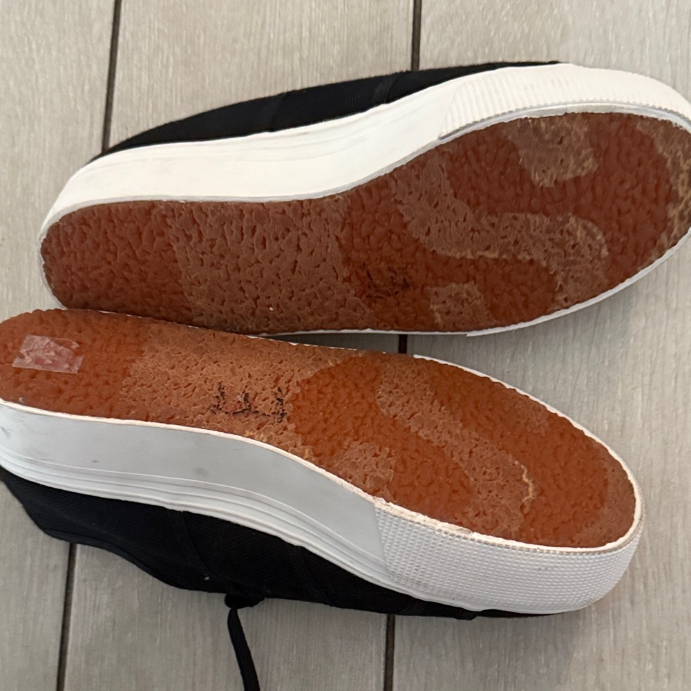Superga Classic Black platform Sneakers with White Soles - Picture 4 of 6